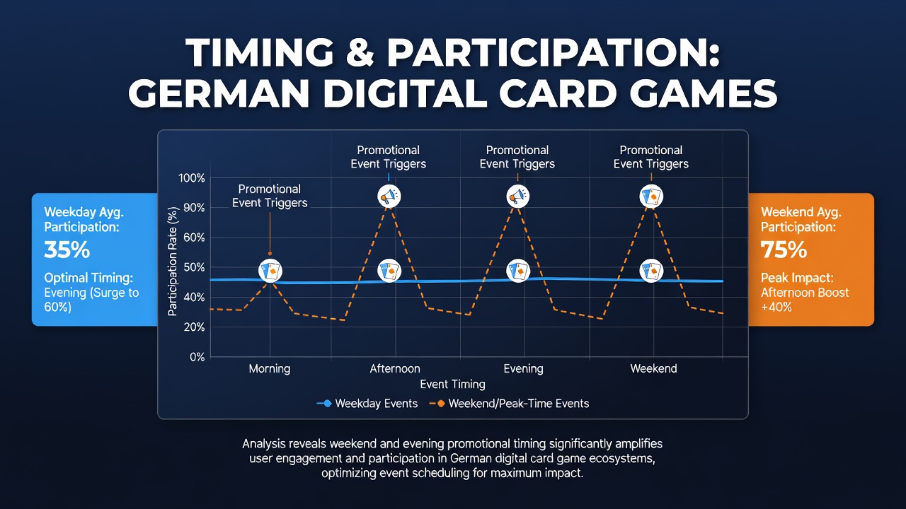 Illustration von Nutzerinteraktionen auf mobilen Kartenspiel-Apps während einer Werbeaktion im Juni mit Zeitachsen und Teilnehmerzahlen